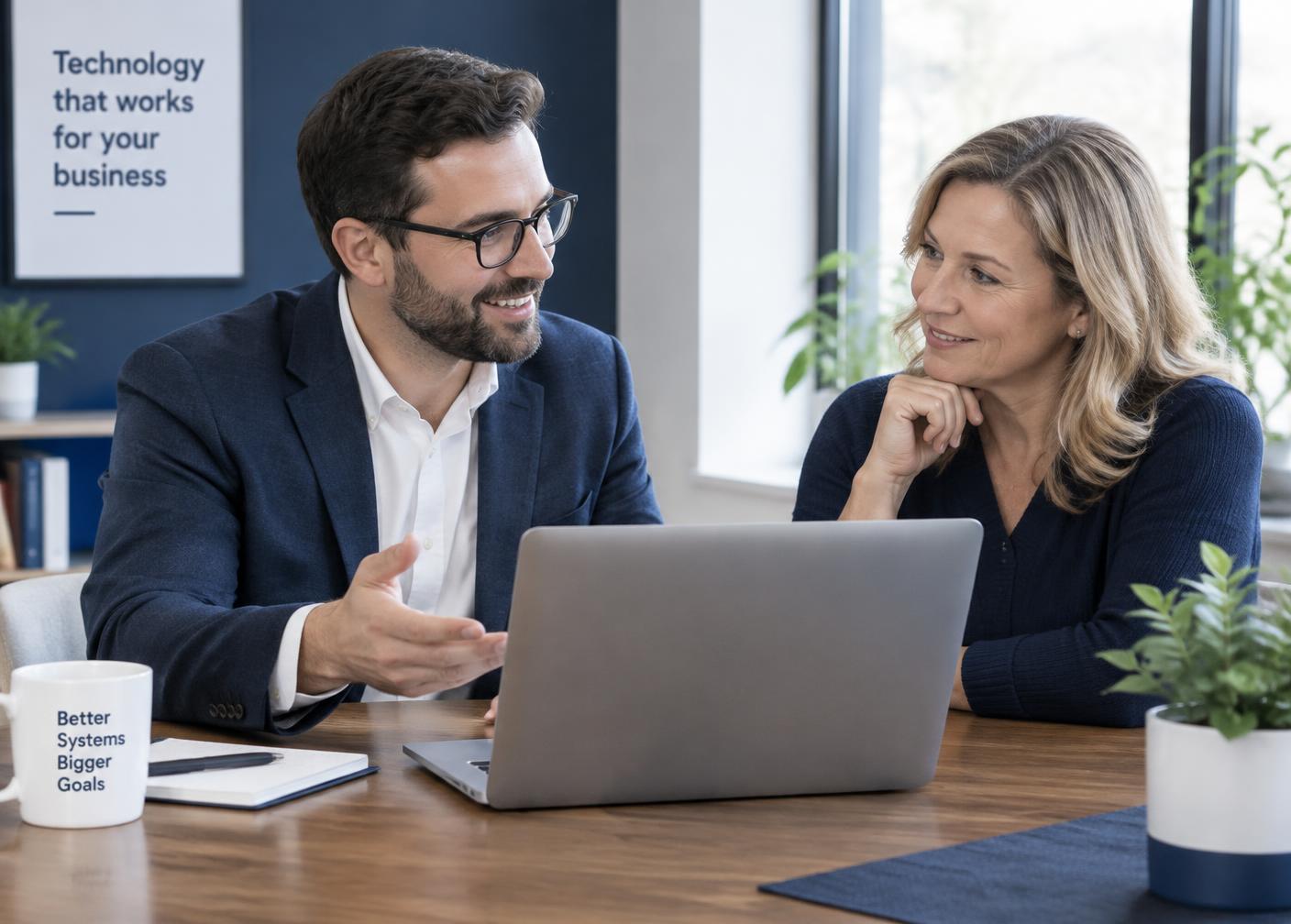 IT-adviseur in gesprek met een ondernemer